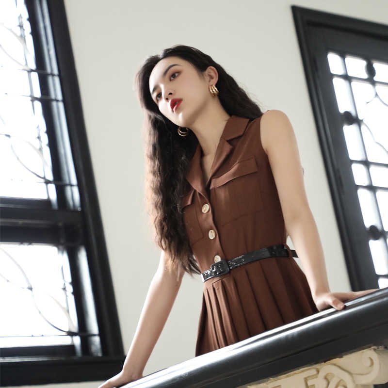 Retro Dress Suit Collar Sleeveless Workwear Skirt — photo 2