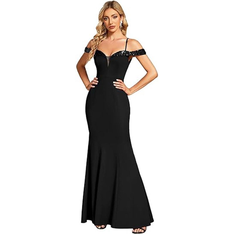 Women's Clothing Off-neck Sling Evening Long Dress — photo 4