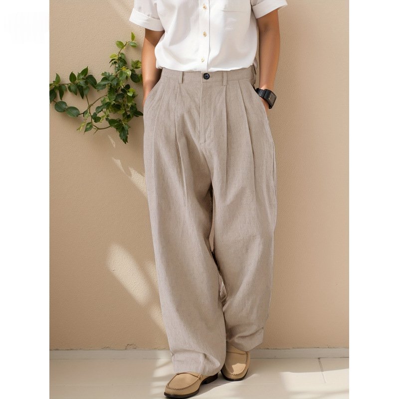 Double-pleated Wide-leg Trousers