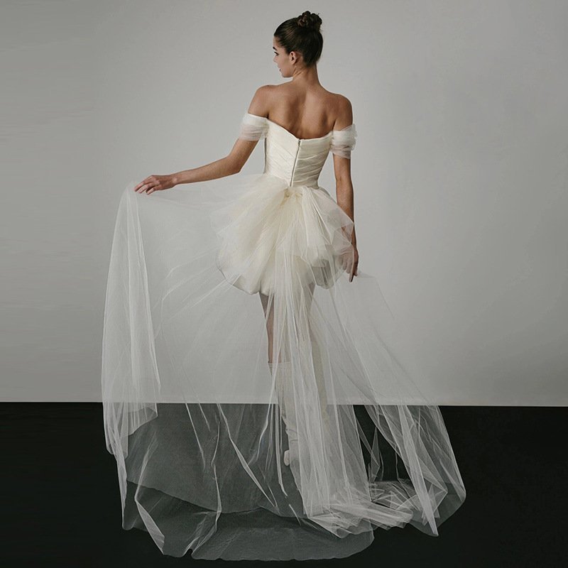 Off-shoulder Light Wedding Dress White Short — photo 4