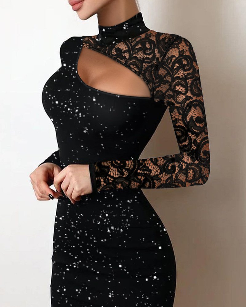 Lace Cutout Fashion Dress