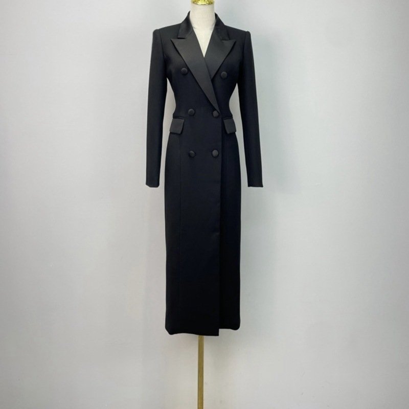 British Black High-grade Autumn Coat Coat Dress — photo 3